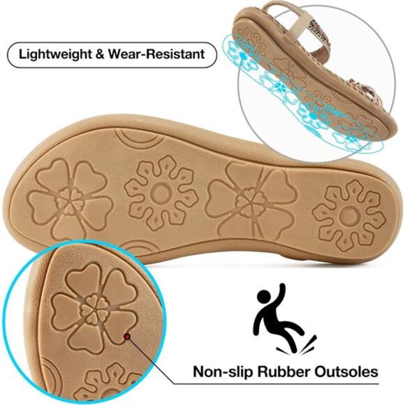 Bohemian‎ Beaded Sandals: Comfortable Flat Casual Beach Shoes with Ankle Strap - Picture 4 of 7